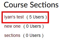 list of course sections with the one that includes students highlighted